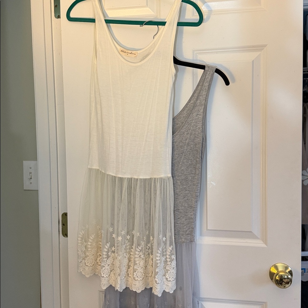 Fairy lace PPLA Clothing Co. slip extender set of 2 Gray White Medium 36” long
